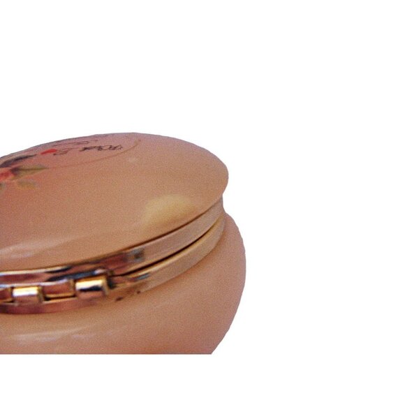 Hand Painted Peach Trinket Dish Box With Love from Jerusalem Gold Trim 2 x 2.5 " - Picture 7 of 12